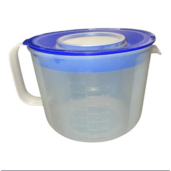 Tupperware Mix n Store Mixing Measuring 8 Cup Bowl 1629E 1628D 733 Blue Sheer - Picture 12 of 12